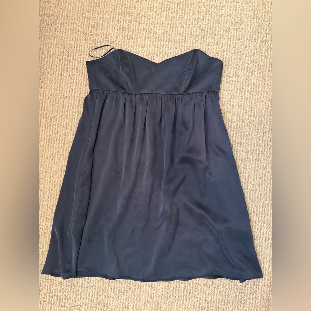 Washed Silk Black Strapless Babydoll Dress